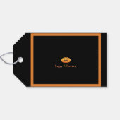 Pumpkin Halloween Black and Orange Gift Tag Geschenkanhänger (Rückseite Horizontal)