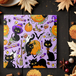Pumpkin Halloween Candy Black Cats Fliese