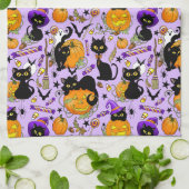 Pumpkin Halloween Candy Black Cats Geschirrtuch (Gefaltet)