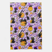Pumpkin Halloween Candy Black Cats Geschirrtuch (Vertikal)