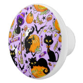 Pumpkin Halloween Candy Black Cats Keramikknauf (Rechts)