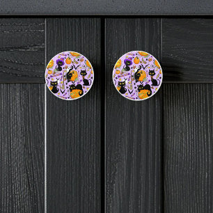 Pumpkin Halloween Candy Black Cats Keramikknauf