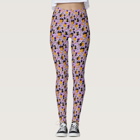 Pumpkin Halloween Candy Black Cats Leggings (Vorderseite)