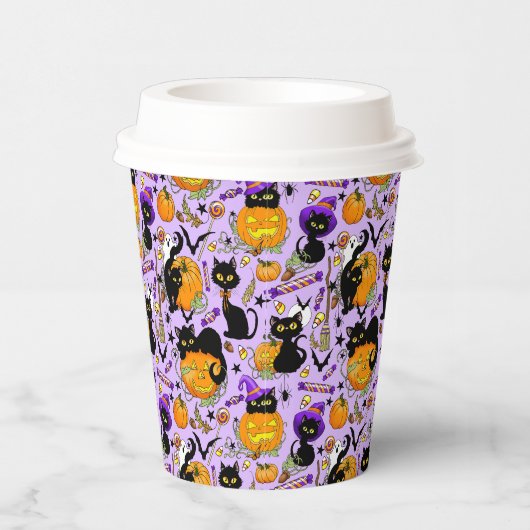 Pumpkin halloween Candy Black Cats Pappbecher (Rechts)