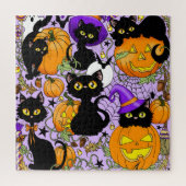 Pumpkin Halloween Candy Black Cats Puzzle (Vertikal)