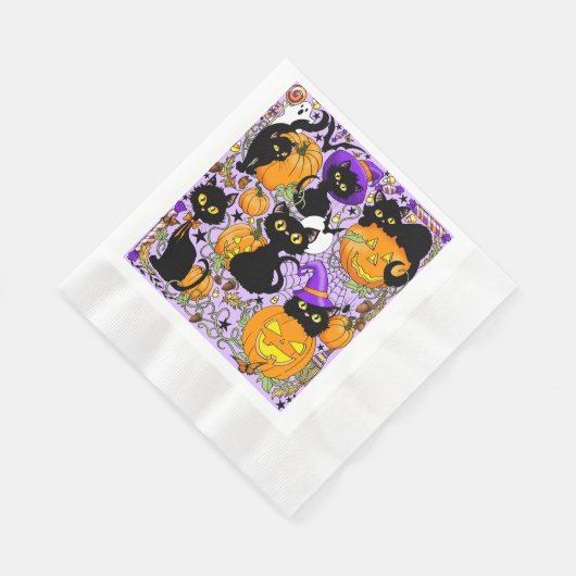 Pumpkin Halloween Candy Black Cats Serviette (Ecke)