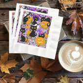Pumpkin Halloween Candy Black Cats Serviette