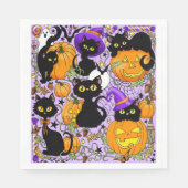 Pumpkin Halloween Candy Black Cats Serviette (Vorderseite)