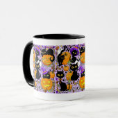 Pumpkin Halloween Candy Black Cats Tasse (Vorderseite Links)