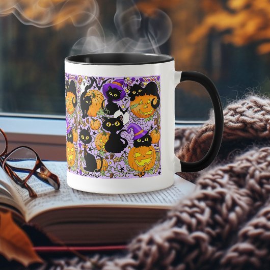 Pumpkin Halloween Candy Black Cats Tasse