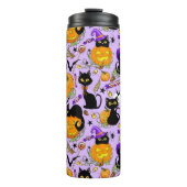 Pumpkin Halloween Candy Black Cats Thermosbecher (Vorderseite)