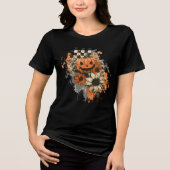 Pumpkin Halloween Checkered Board Retro Tri-Blend Shirt (Vorderseite)