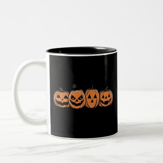 Pumpkin Halloween Fall Erntedank Geschenk Zweifarbige Tasse (Links)