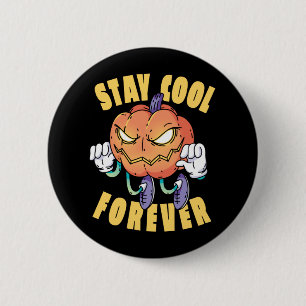Pumpkin Halloween Funny Fall Design Button