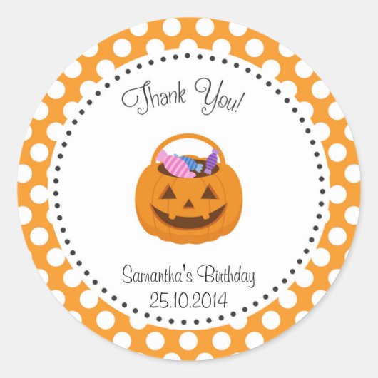 Pumpkin Halloween Geburtstag Danke, Sticker (Vorderseite)