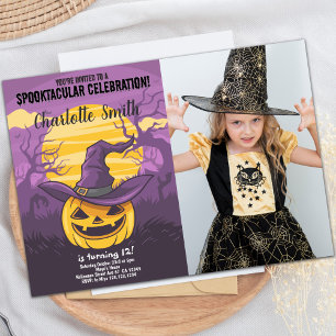 Pumpkin Halloween Geburtstagseinladungen w Foto Einladung