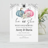 Pumpkin Halloween Gender Reveitation Einladung (Stehend Vorderseite)