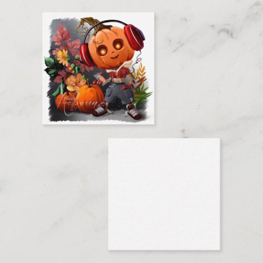 Pumpkin Halloween Musikfreund Mitteilungskarte (Vorne/Hinten)