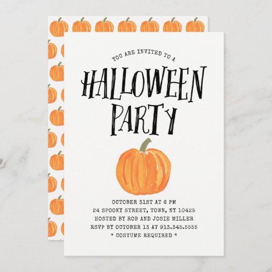 Pumpkin Halloween-Party Einladung (Vorne/Hinten)