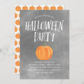 Pumpkin Halloween-Party Einladung Grau Wasserfarbe (Vorne/Hinten)