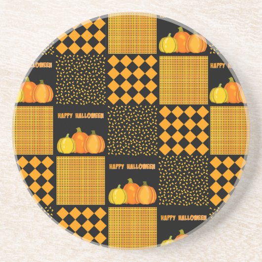 Pumpkin Halloween Patchwork Pattern Getränkeuntersetzer (Vorne)