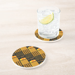 Pumpkin Halloween Patchwork Pattern Getränkeuntersetzer