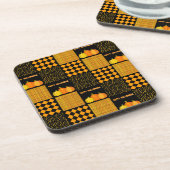 Pumpkin Halloween Patchwork Pattern Getränkeuntersetzer (Linke Seite)