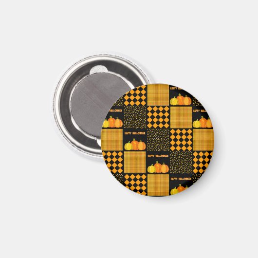 Pumpkin Halloween Patchwork Pattern Magnet (Vorderseite/Rückseite)