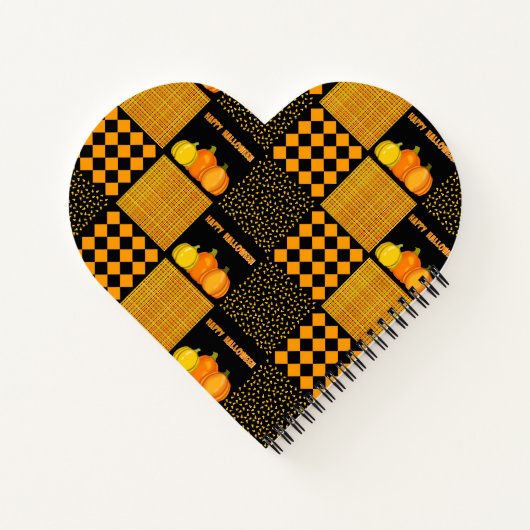 Pumpkin Halloween Patchwork Pattern Notizblock (Rückseite)