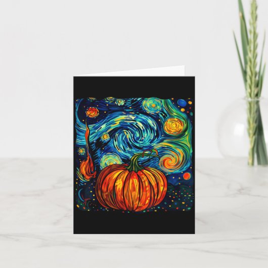 Pumpkin Halloween Starry Night Van Gogh Thanksgivi Karte (Vorderseite)