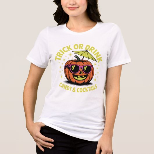 Pumpkin halloween T - Shirt trick oder trinken (Vorderseite)