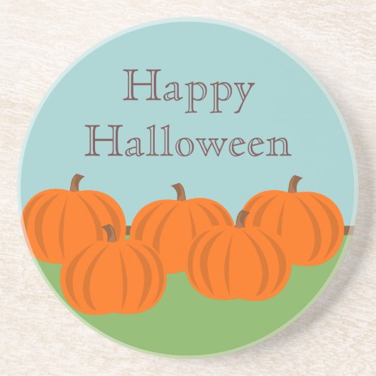 Pumpkin-Halloween-Untersetzer Sandstein Untersetzer (Vorne)