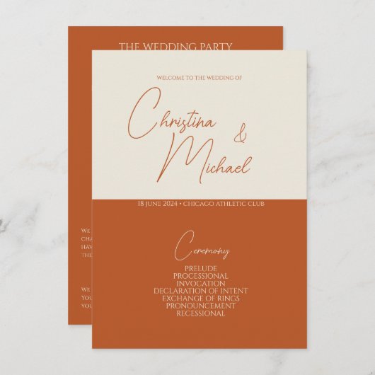 Pumpkin ・ Handgeschriebenes SkriptWedding-Programm Begleitkarte (Vorne/Hinten)