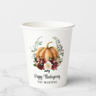 Pumpkin Happy Thanksgiving Paper Cups Pappbecher