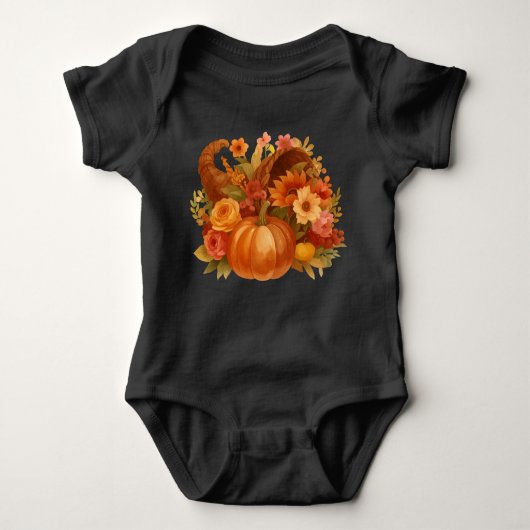 Pumpkin Harvest Cornucopia Baby Strampler (Vorderseite)