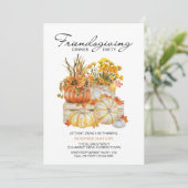 Pumpkin Harvest Fall Blume Freundschaftliches Aben Einladung (Stehend Vorderseite)