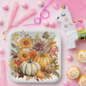 Pumpkin Harvest Floral Medley: Foliage und Florals Pappteller (Party)