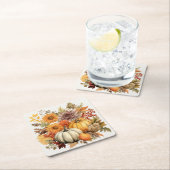 Pumpkin Harvest Floral Medley: Foliage und Florals Rechteckiger Pappuntersetzer (Vor Ort)