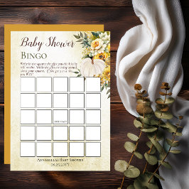 Pumpkin Harvest | Gold Floral Baby Dusche Bingo Einladung
