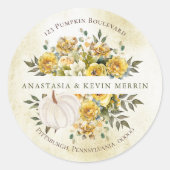 Pumpkin Harvest Gold Rücksendeadresse Umschlag Auf Runder Aufkleber (Vorderseite)