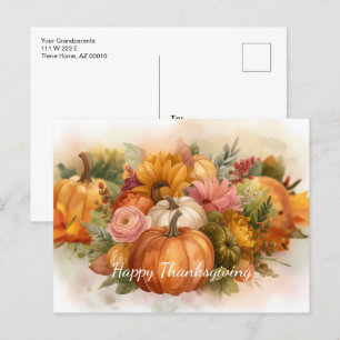 Pumpkin Harvest Herbstfarben Feiertagspostkarte