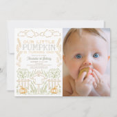 Pumpkin Harvest Scarecrow Foto 1. Geburtstag Einladung (Vorderseite)