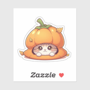 Pumpkin Hat Kitty - Niedliche Herbstkatze Vinyl St Aufkleber