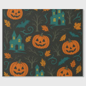 Pumpkin Haunt Pattern Geschenkpapier (Flach)