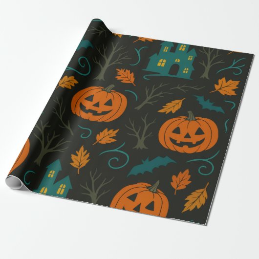 Pumpkin Haunt Pattern Geschenkpapier (Ungerollt)