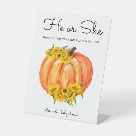 Pumpkin, He oder She Gender Reveal Sockelschild (Vorderseite)