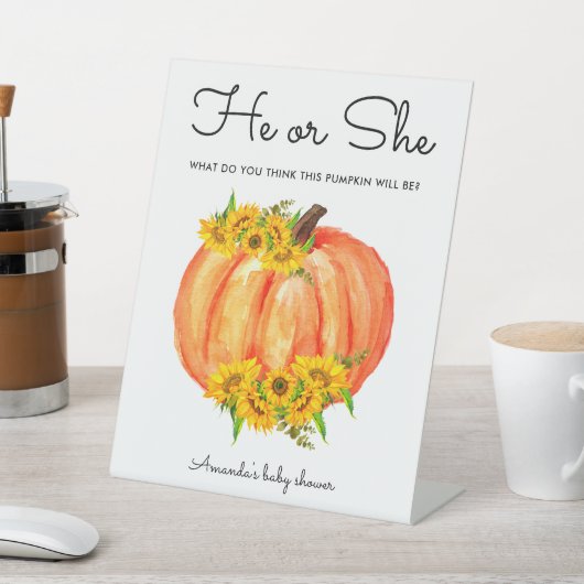 Pumpkin, He oder She Gender Reveal Sockelschild (In SItu)