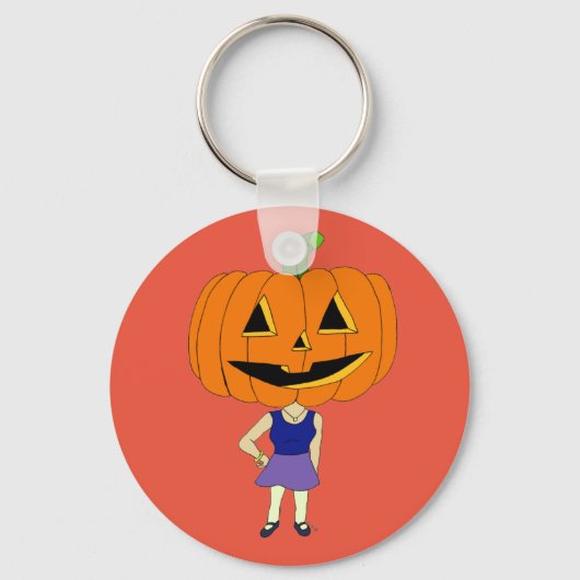 pumpkin head chibi girl keychain schlüsselanhänger (Vorderseite)