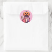 Pumpkin Head Coffee Fall Saison Shirt Runder Aufkleber (Tasche)