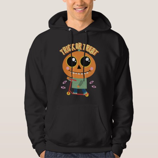 Pumpkin Head mit Scooter Halloween Kids & Childre Hoodie (Vorderseite)